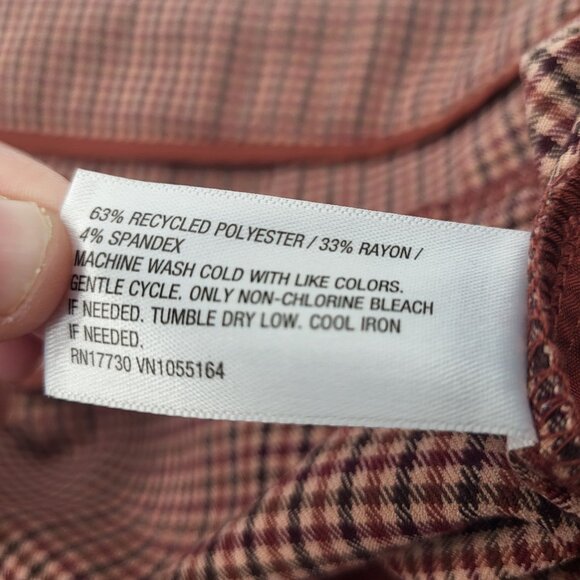 A New Day Women's SZ 17 High Rise Wide Leg Trousers Plaid Brown Pleats Pockets - Picture 9 of 11